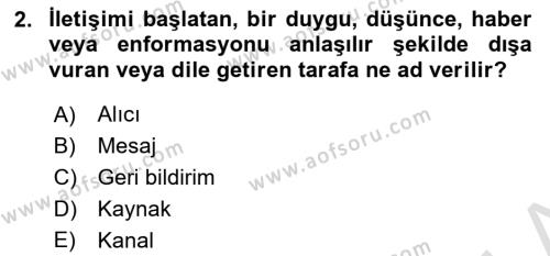 İletişim Sosyolojisi Dersi 2021 - 2022 Yılı Yaz Okulu Sınavı 2. Soru