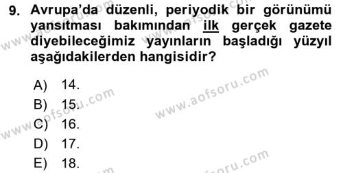 İletişim Sosyolojisi Dersi 2021 - 2022 Yılı Yaz Okulu Sınavı 9. Soru