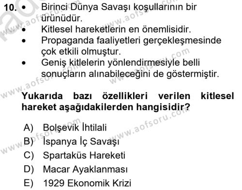 İletişim Sosyolojisi Dersi 2022 - 2023 Yılı Yaz Okulu Sınavı 10. Soru