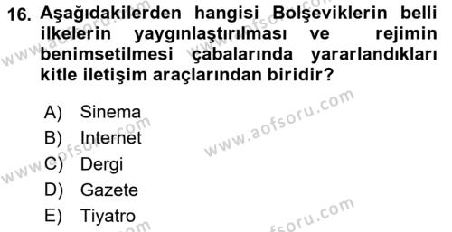 İletişim Sosyolojisi Dersi 2024 - 2025 Yılı (Vize) Ara Sınavı 16. Soru