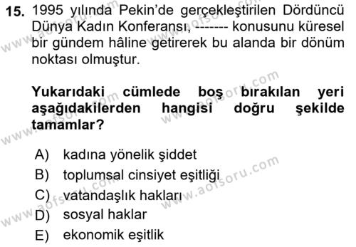 Hukuk Sosyolojisi Dersi 2022 - 2023 Yılı Yaz Okulu Sınavı 15. Soru