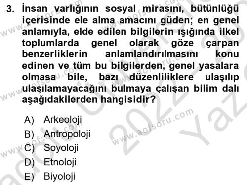 Hukuk Sosyolojisi Dersi 2022 - 2023 Yılı Yaz Okulu Sınavı 3. Soru