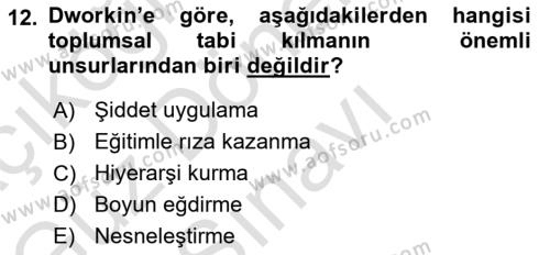 Hukuk Sosyolojisi Dersi 2023 - 2024 Yılı (Final) Dönem Sonu Sınavı 12. Soru