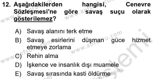 Suç Sosyolojisi Dersi 2020 - 2021 Yılı Yaz Okulu Sınavı 12. Soru