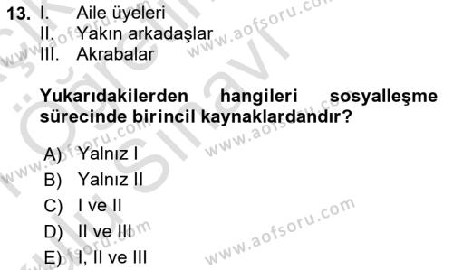 Suç Sosyolojisi Dersi 2020 - 2021 Yılı Yaz Okulu Sınavı 13. Soru