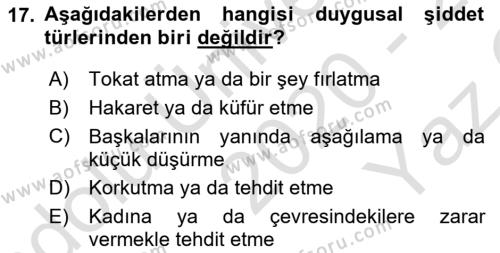 Suç Sosyolojisi Dersi 2020 - 2021 Yılı Yaz Okulu Sınavı 17. Soru