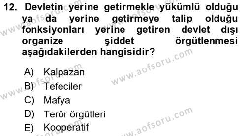 Suç Sosyolojisi Dersi 2021 - 2022 Yılı Yaz Okulu Sınavı 12. Soru