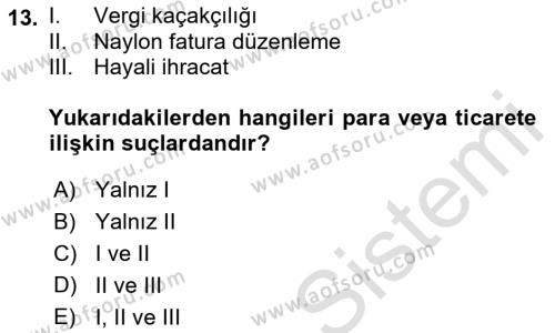 Suç Sosyolojisi Dersi 2021 - 2022 Yılı Yaz Okulu Sınavı 13. Soru