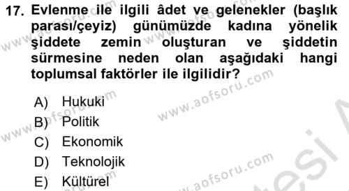 Suç Sosyolojisi Dersi 2021 - 2022 Yılı Yaz Okulu Sınavı 17. Soru