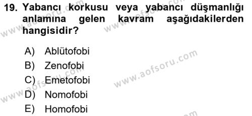 Suç Sosyolojisi Dersi 2021 - 2022 Yılı Yaz Okulu Sınavı 19. Soru