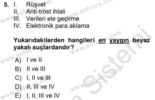 Suç Sosyolojisi Dersi 2021 - 2022 Yılı Yaz Okulu Sınavı 5. Soru