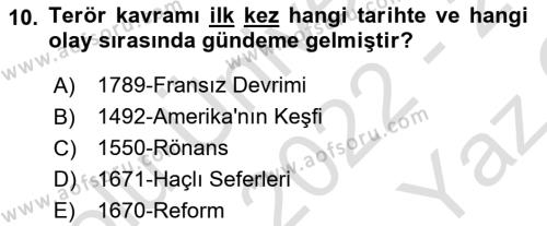 Suç Sosyolojisi Dersi 2022 - 2023 Yılı Yaz Okulu Sınavı 10. Soru