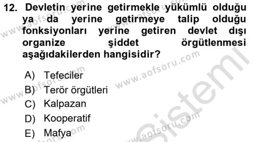 Suç Sosyolojisi Dersi 2022 - 2023 Yılı Yaz Okulu Sınavı 12. Soru