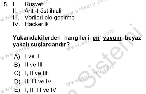 Suç Sosyolojisi Dersi 2022 - 2023 Yılı Yaz Okulu Sınavı 5. Soru