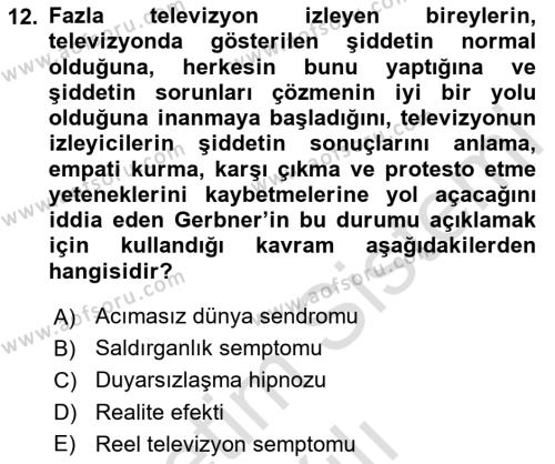 Suç Sosyolojisi Dersi 2023 - 2024 Yılı (Vize) Ara Sınavı 12. Soru