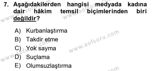 Suç Sosyolojisi Dersi 2023 - 2024 Yılı (Final) Dönem Sonu Sınavı 7. Soru