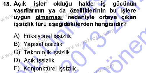 Türkiye´nin Toplumsal Yapısı Dersi 2013 - 2014 Yılı (Final) Dönem Sonu Sınavı 18. Soru
