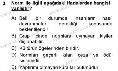 Türkiye´nin Toplumsal Yapısı Dersi 2013 - 2014 Yılı (Final) Dönem Sonu Sınavı 3. Soru