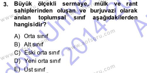Türkiye´nin Toplumsal Yapısı Dersi 2014 - 2015 Yılı (Vize) Ara Sınavı 3. Soru