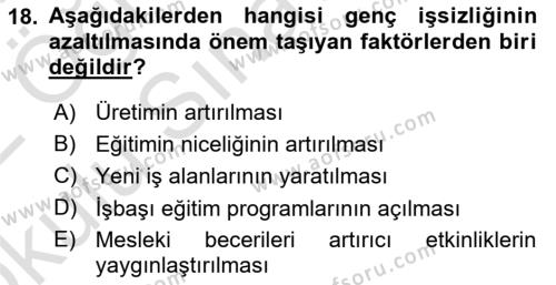 Türkiye´nin Toplumsal Yapısı Dersi 2021 - 2022 Yılı Yaz Okulu Sınavı 18. Soru