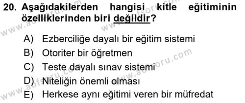 Türkiye´nin Toplumsal Yapısı Dersi 2021 - 2022 Yılı Yaz Okulu Sınavı 20. Soru