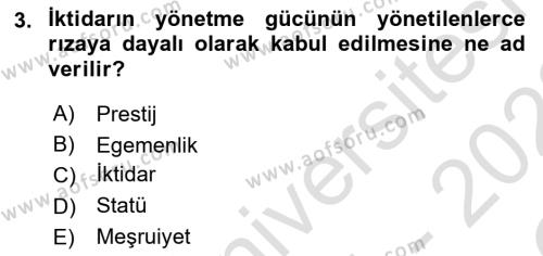 Türkiye´nin Toplumsal Yapısı Dersi 2021 - 2022 Yılı Yaz Okulu Sınavı 3. Soru