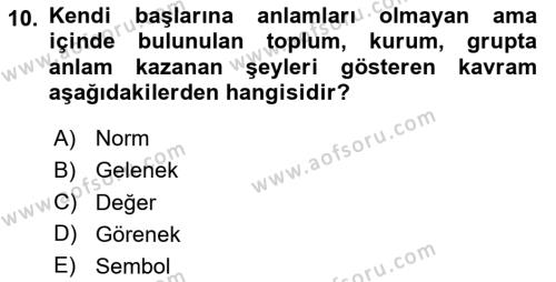 Türkiye´nin Toplumsal Yapısı Dersi 2023 - 2024 Yılı (Vize) Ara Sınavı 10. Soru