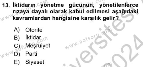 Türkiye´nin Toplumsal Yapısı Dersi 2023 - 2024 Yılı (Vize) Ara Sınavı 13. Soru