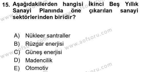 Türkiye´nin Toplumsal Yapısı Dersi 2023 - 2024 Yılı (Vize) Ara Sınavı 15. Soru