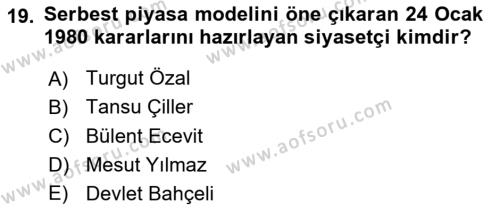 Türkiye´nin Toplumsal Yapısı Dersi 2023 - 2024 Yılı (Vize) Ara Sınavı 19. Soru