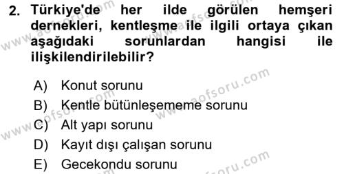 Türkiye´nin Toplumsal Yapısı Dersi 2023 - 2024 Yılı (Vize) Ara Sınavı 2. Soru