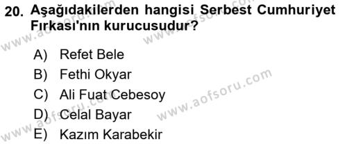 Türkiye´nin Toplumsal Yapısı Dersi 2023 - 2024 Yılı (Vize) Ara Sınavı 20. Soru