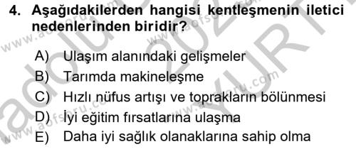 Türkiye´nin Toplumsal Yapısı Dersi 2023 - 2024 Yılı (Vize) Ara Sınavı 4. Soru