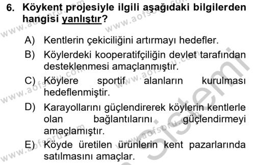 Türkiye´nin Toplumsal Yapısı Dersi 2023 - 2024 Yılı (Vize) Ara Sınavı 6. Soru