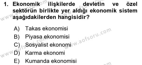 Türkiye´nin Toplumsal Yapısı Dersi 2023 - 2024 Yılı Yaz Okulu Sınavı 1. Soru