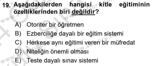 Türkiye´nin Toplumsal Yapısı Dersi 2023 - 2024 Yılı Yaz Okulu Sınavı 19. Soru
