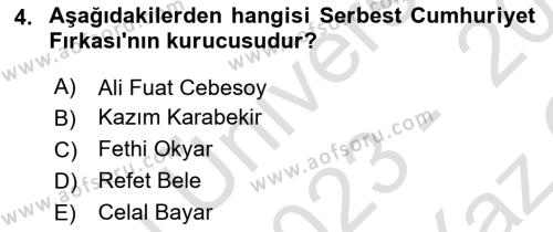 Türkiye´nin Toplumsal Yapısı Dersi 2023 - 2024 Yılı Yaz Okulu Sınavı 4. Soru