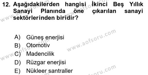 Türkiye´nin Toplumsal Yapısı Dersi 2024 - 2025 Yılı (Vize) Ara Sınavı 12. Soru