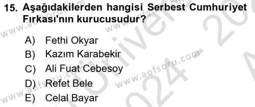 Türkiye´nin Toplumsal Yapısı Dersi 2024 - 2025 Yılı (Vize) Ara Sınavı 15. Soru