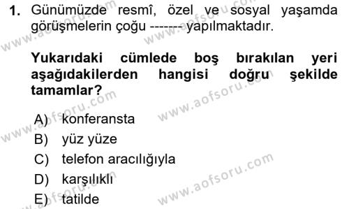 Sosyal Davranış ve Protokol Dersi 2020 - 2021 Yılı Yaz Okulu Sınavı 1. Soru