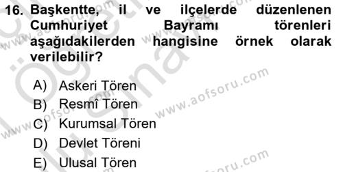 Sosyal Davranış ve Protokol Dersi 2020 - 2021 Yılı Yaz Okulu Sınavı 16. Soru