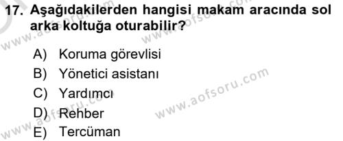 Sosyal Davranış ve Protokol Dersi 2020 - 2021 Yılı Yaz Okulu Sınavı 17. Soru