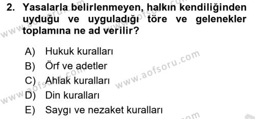 Sosyal Davranış ve Protokol Dersi 2020 - 2021 Yılı Yaz Okulu Sınavı 2. Soru