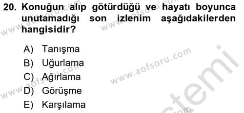 Sosyal Davranış ve Protokol Dersi 2020 - 2021 Yılı Yaz Okulu Sınavı 20. Soru