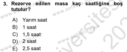 Sosyal Davranış ve Protokol Dersi 2020 - 2021 Yılı Yaz Okulu Sınavı 3. Soru