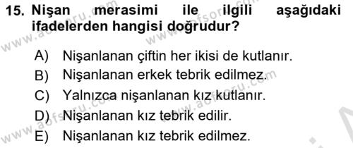 Sosyal Davranış ve Protokol Dersi 2021 - 2022 Yılı (Vize) Ara Sınavı 15. Soru