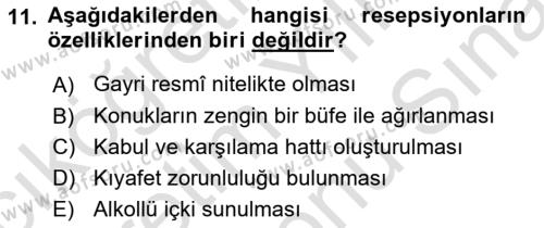 Sosyal Davranış ve Protokol Dersi 2021 - 2022 Yılı (Final) Dönem Sonu Sınavı 11. Soru