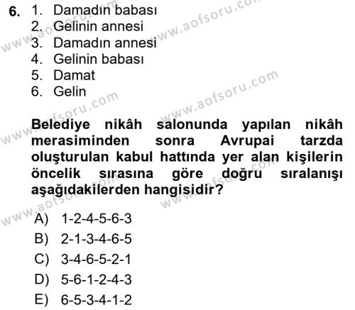 Sosyal Davranış ve Protokol Dersi 2021 - 2022 Yılı (Final) Dönem Sonu Sınavı 6. Soru