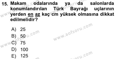 Sosyal Davranış ve Protokol Dersi 2021 - 2022 Yılı Yaz Okulu Sınavı 15. Soru