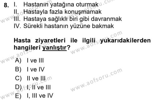 Sosyal Davranış ve Protokol Dersi 2021 - 2022 Yılı Yaz Okulu Sınavı 8. Soru